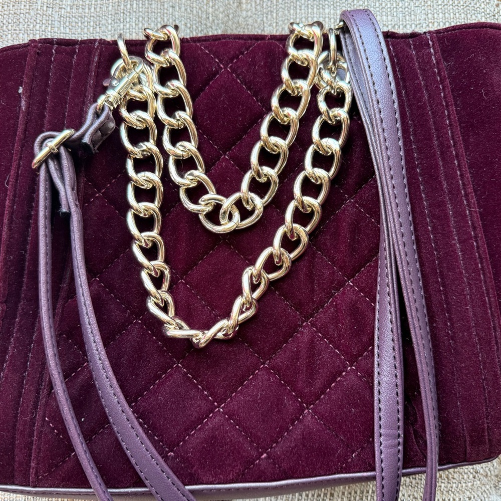 Elegant purple/plum Quilted Chain Shoulder Bag - Picture 2 of 5